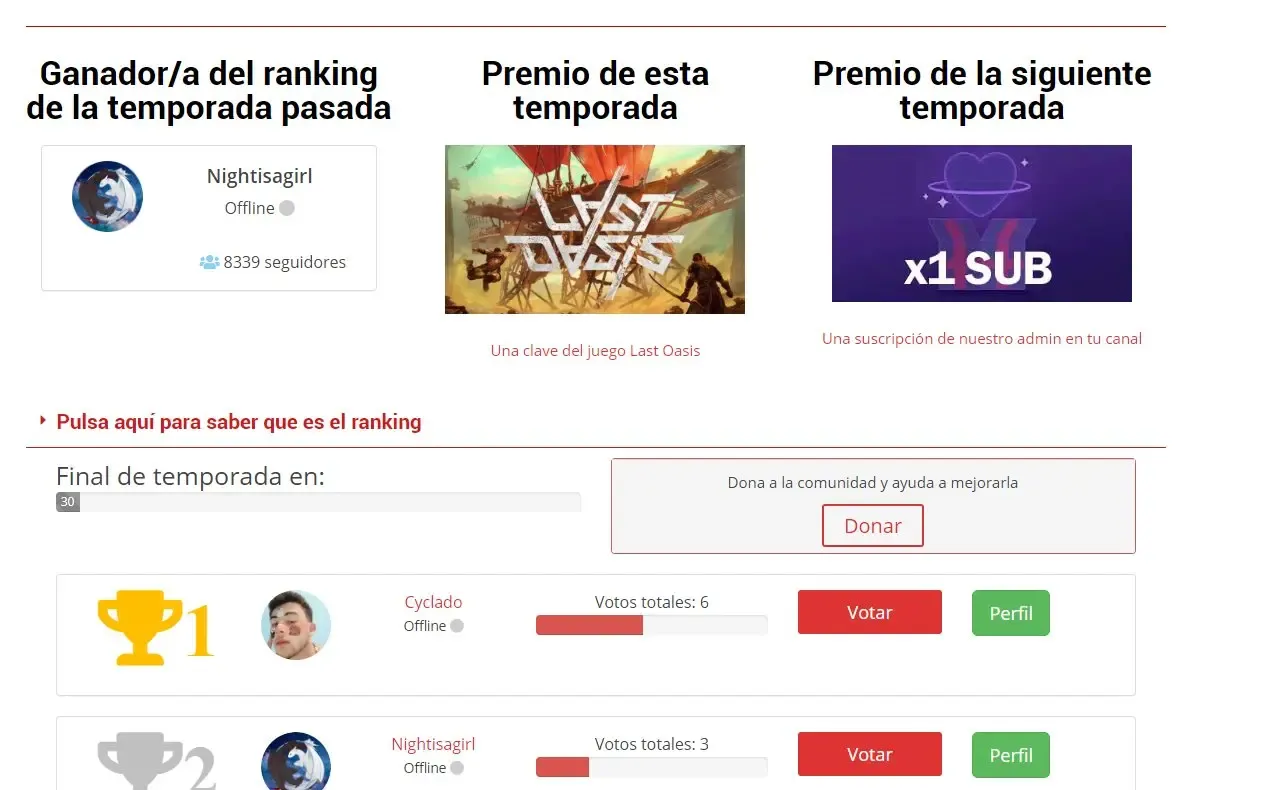 Página del Ranking