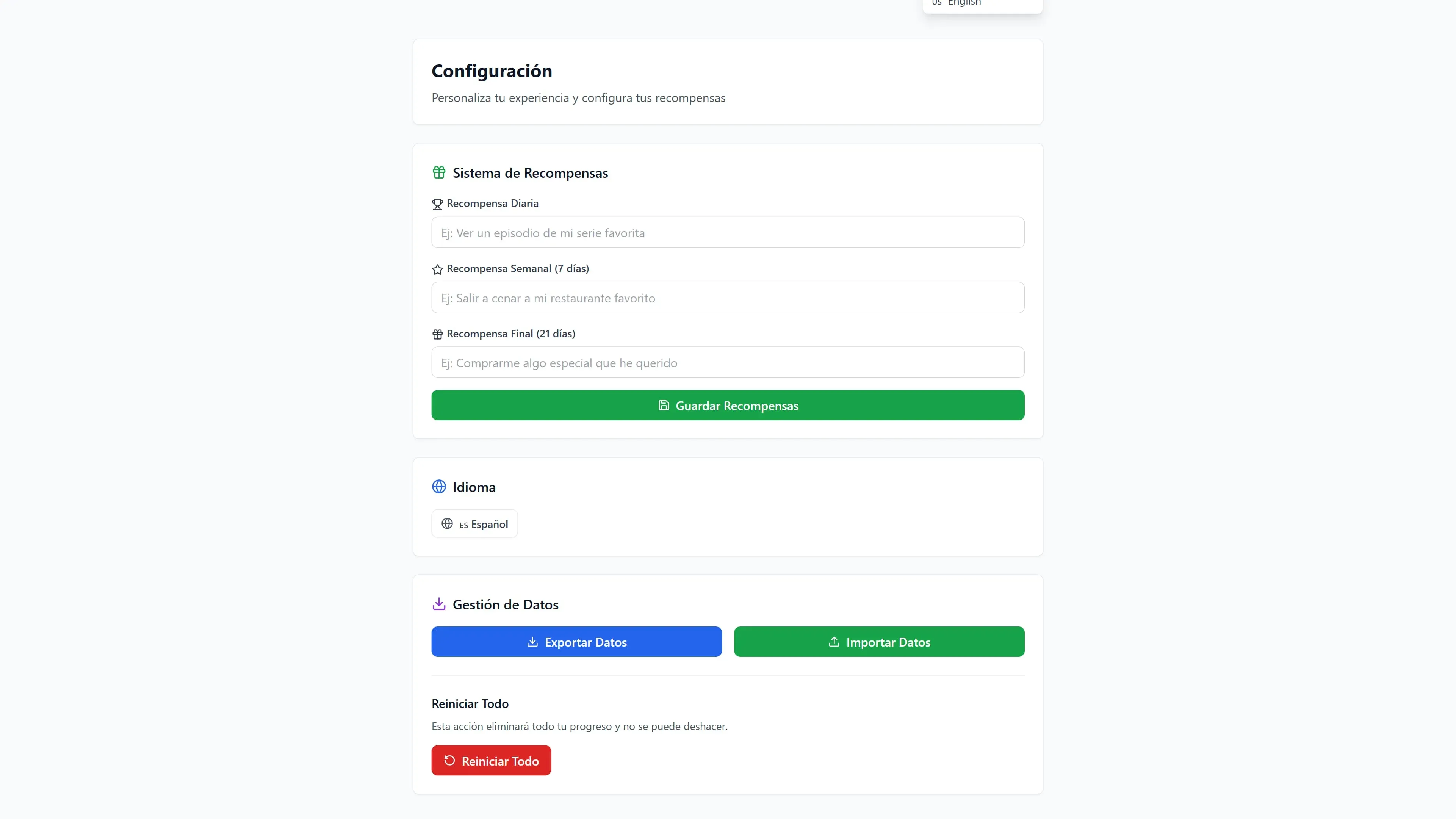 Configuración de recompensas