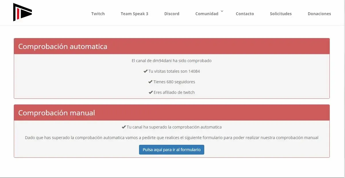 Página de solicitudes